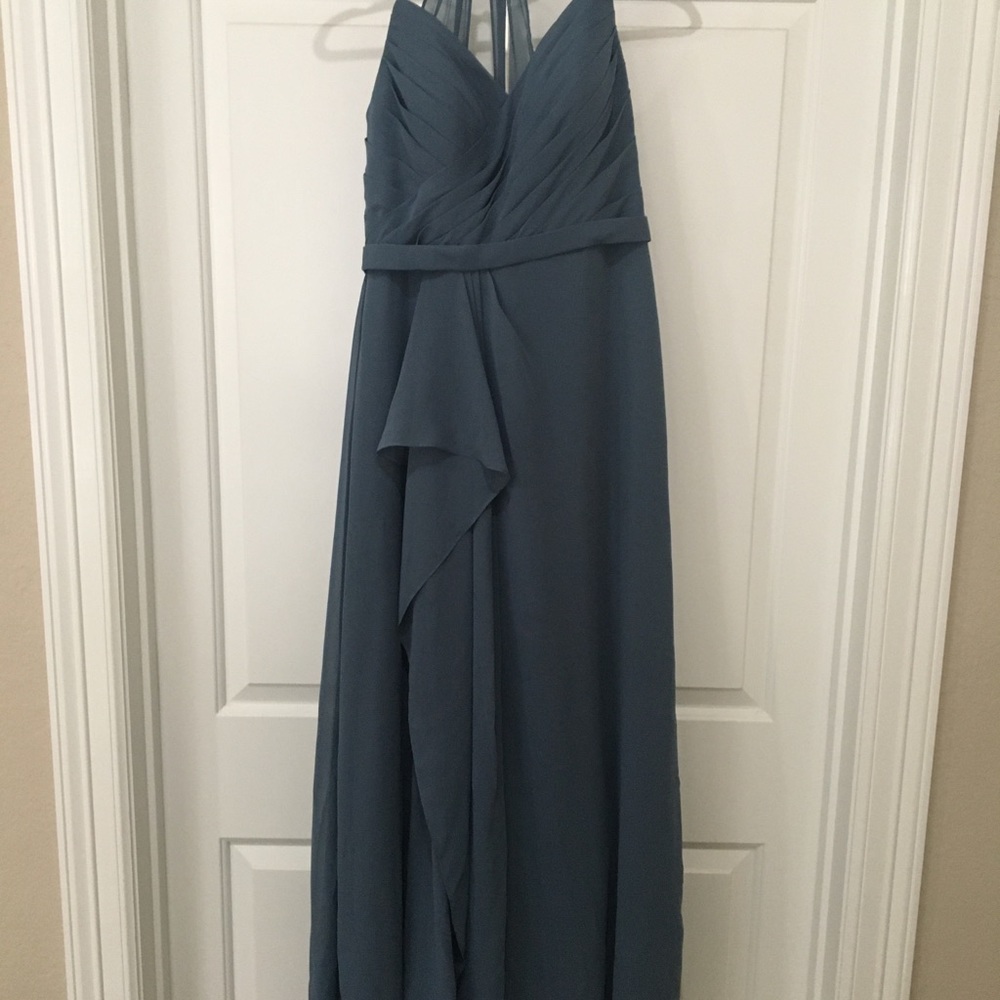 Azazie Dawn Dress in Grey Blue. Size 10.
